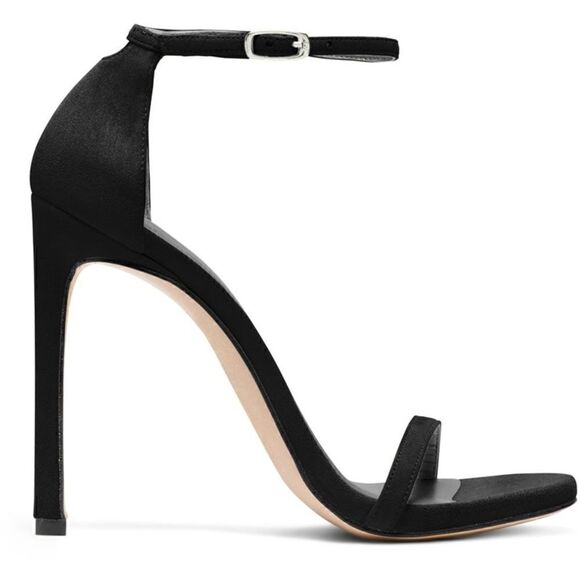 Stuart Weitzman Black Leather Nudist Sandal 9 - Picture 2 of 8